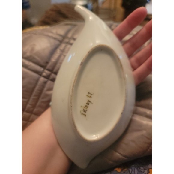 Handpainted And Signed J. Kirby 1967 Limoges Dresser Tray Charger Poinsettia - Picture 3 of 10